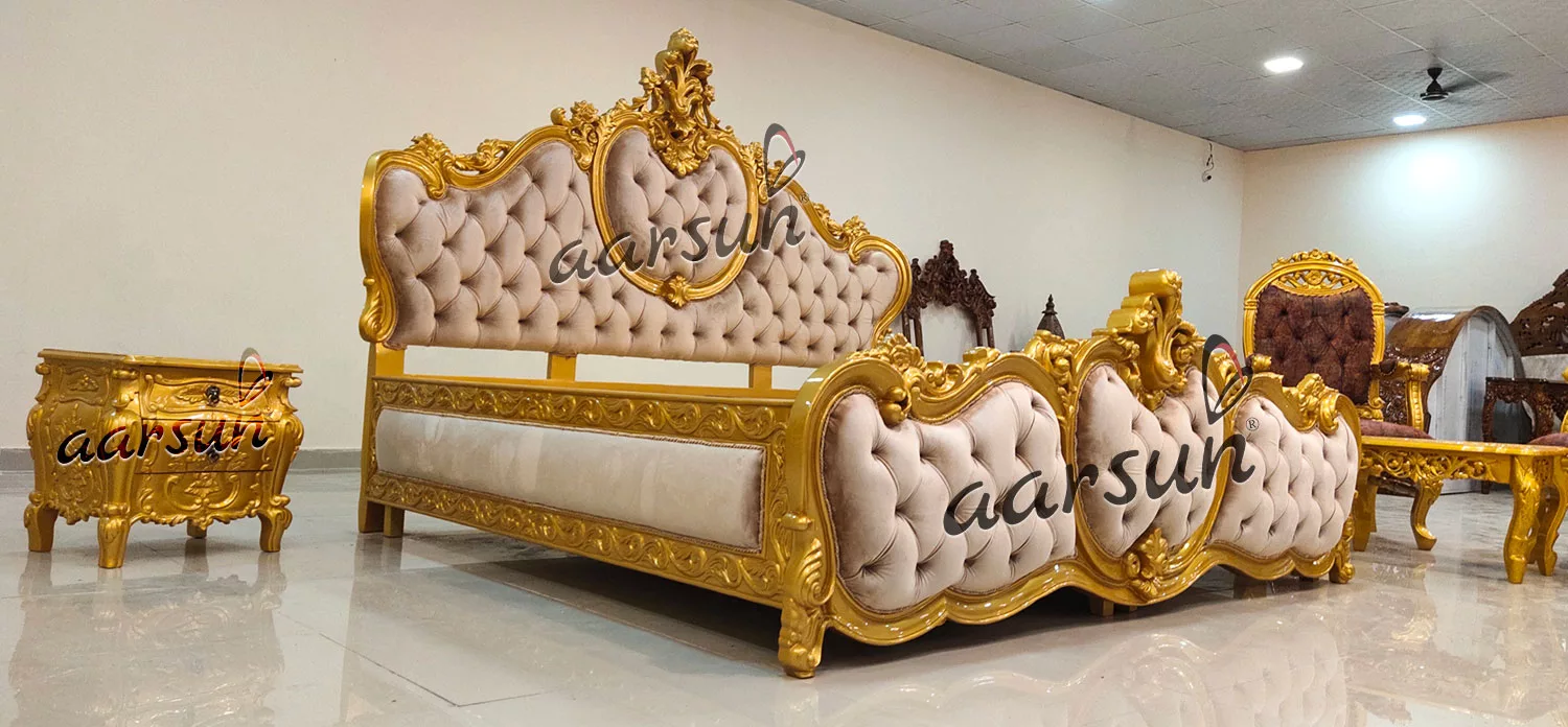 Metallic moviesjoy.to Gold Bed -Luxury Bedroom Furniture  2025