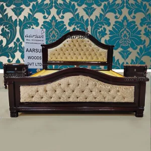 Modern  0gomovies  Bed Design in Teak Wood Walnut Finish 2025