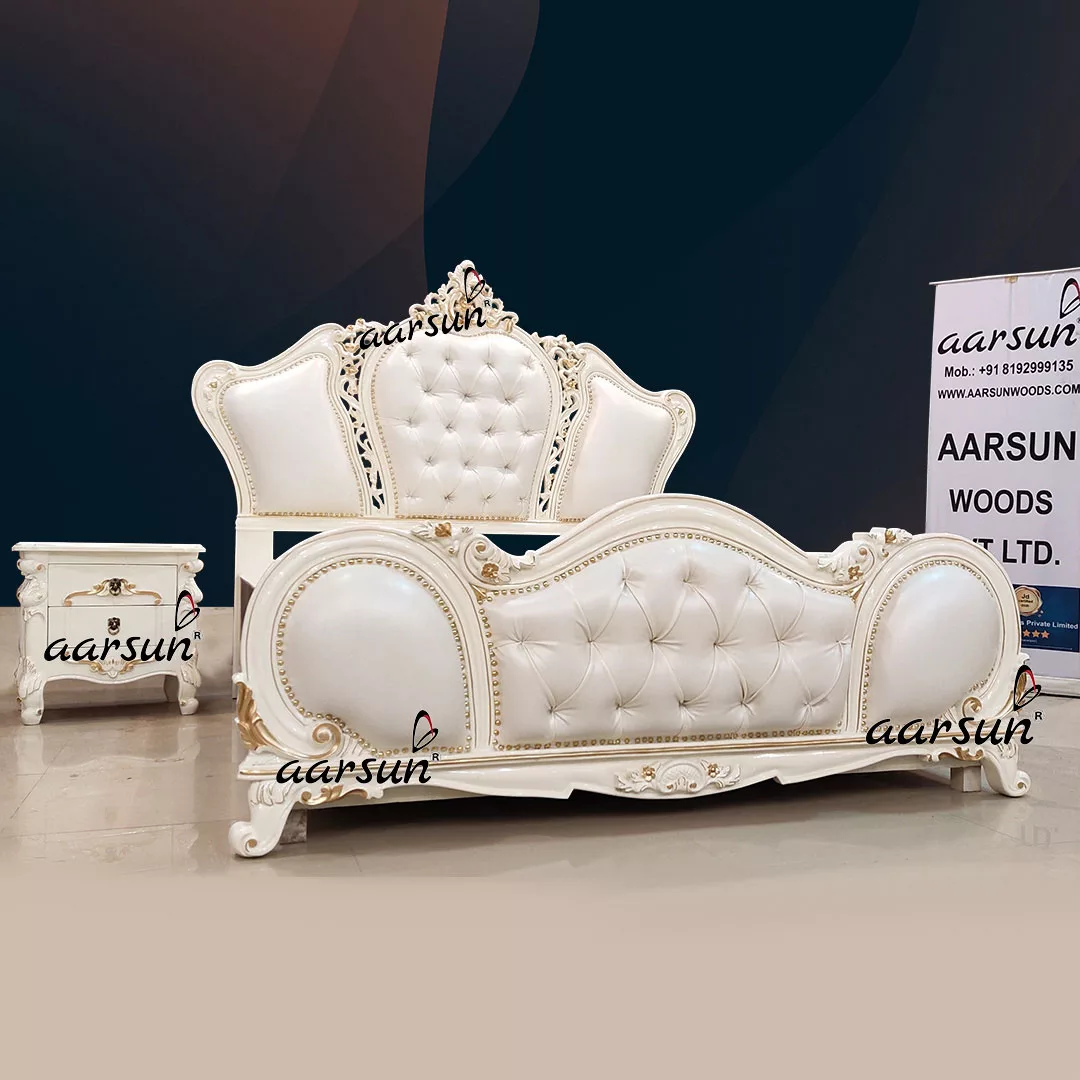 Premium animedao  Bedroom Set in White & Gold 2025