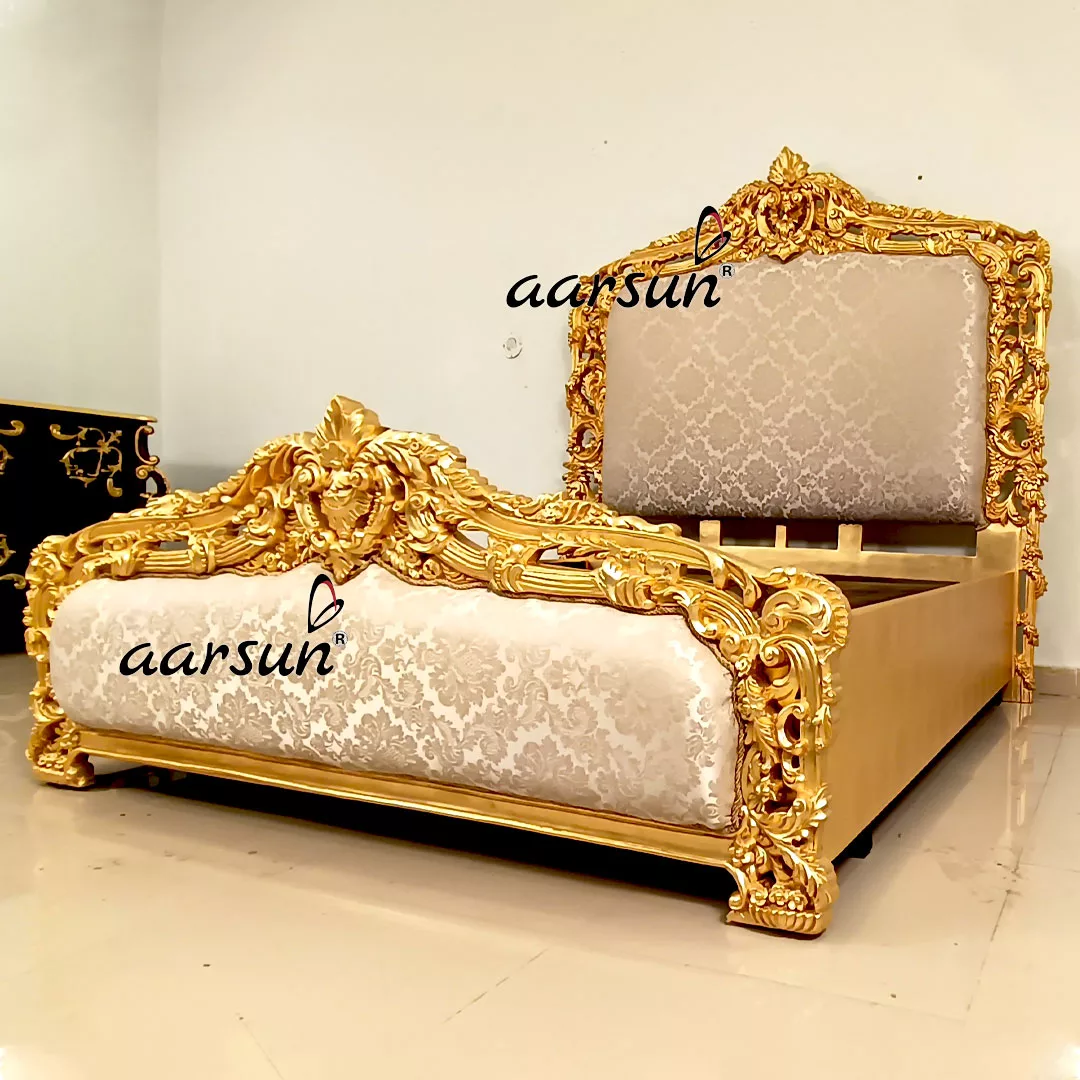 Premium hqflix King Size Bed with Gold Leafing 2025
