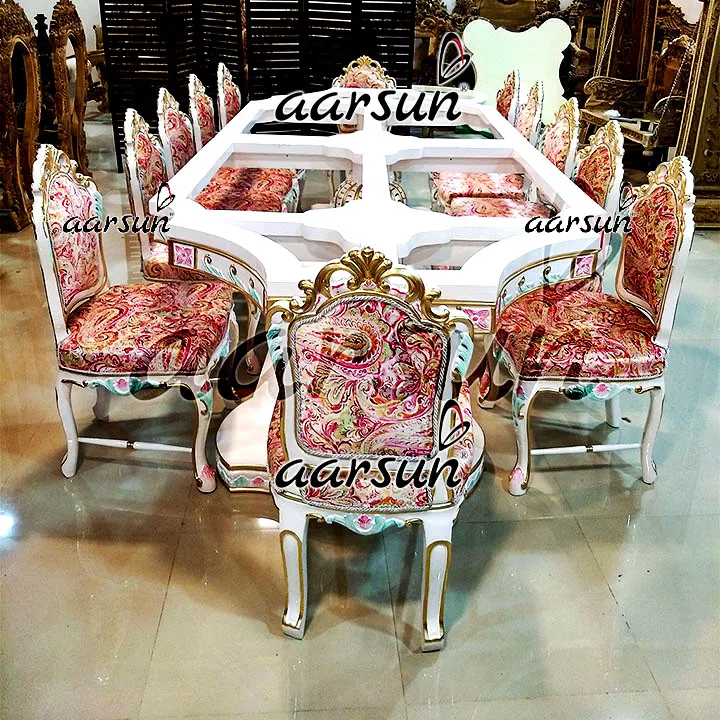 Royal coffeemanga Dining Set -White Polish with Golden 2025