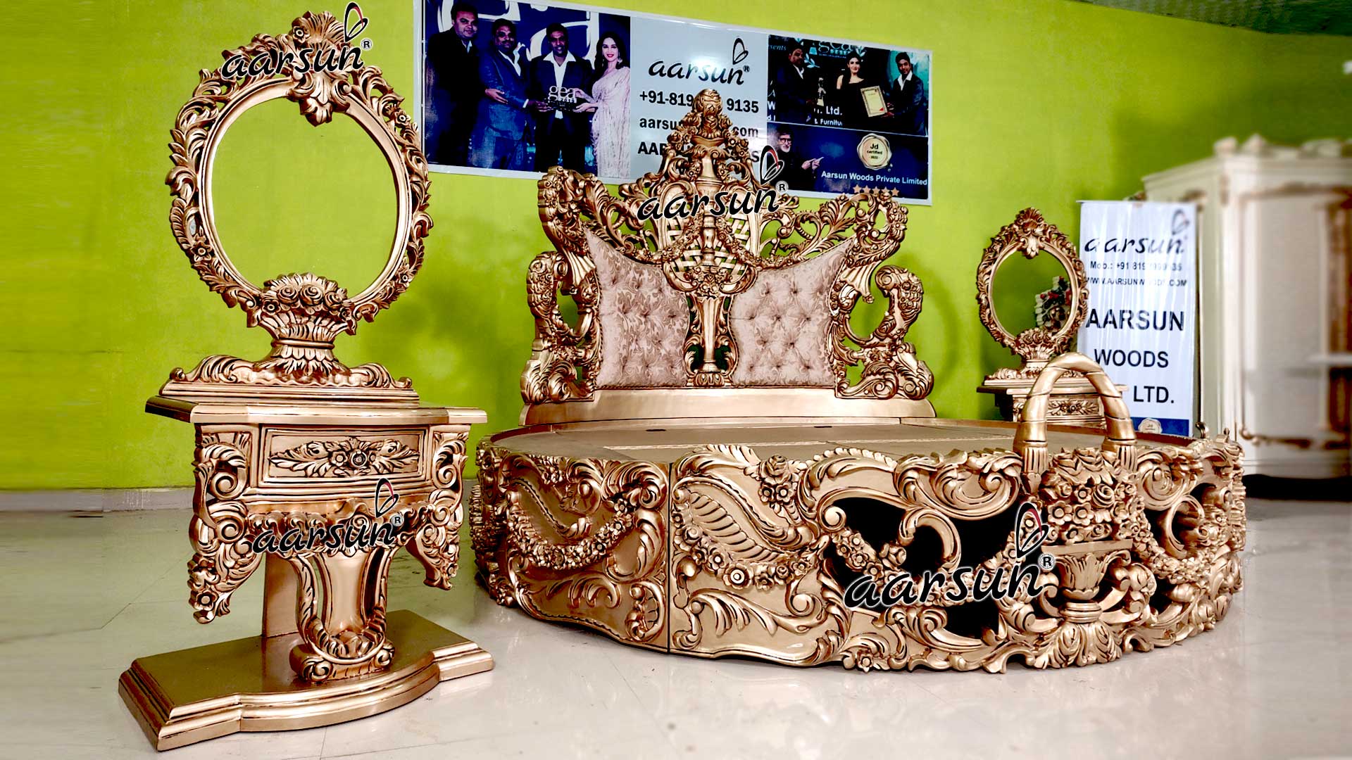 Classic tinyzonetv Luxurious Round Bed with Storage  2025