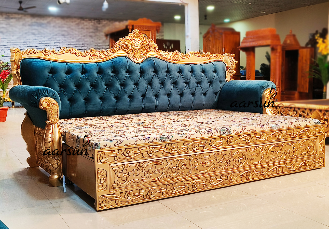 Sofa Cum Bed hdhub4u  in Antique Gold 2025
