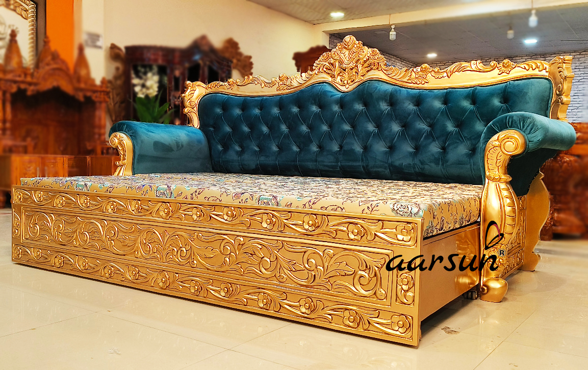 Sofa Cum Bed hdhub4u  in Antique Gold 2025