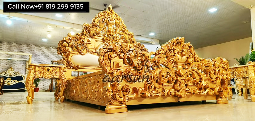 Carved King Size  Bed in Teak Wood  2025
