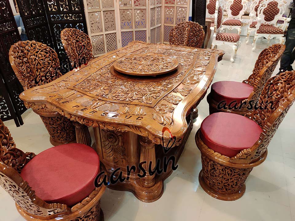 Traditional buffstreamz  Dining Set heritage carved Table  2025