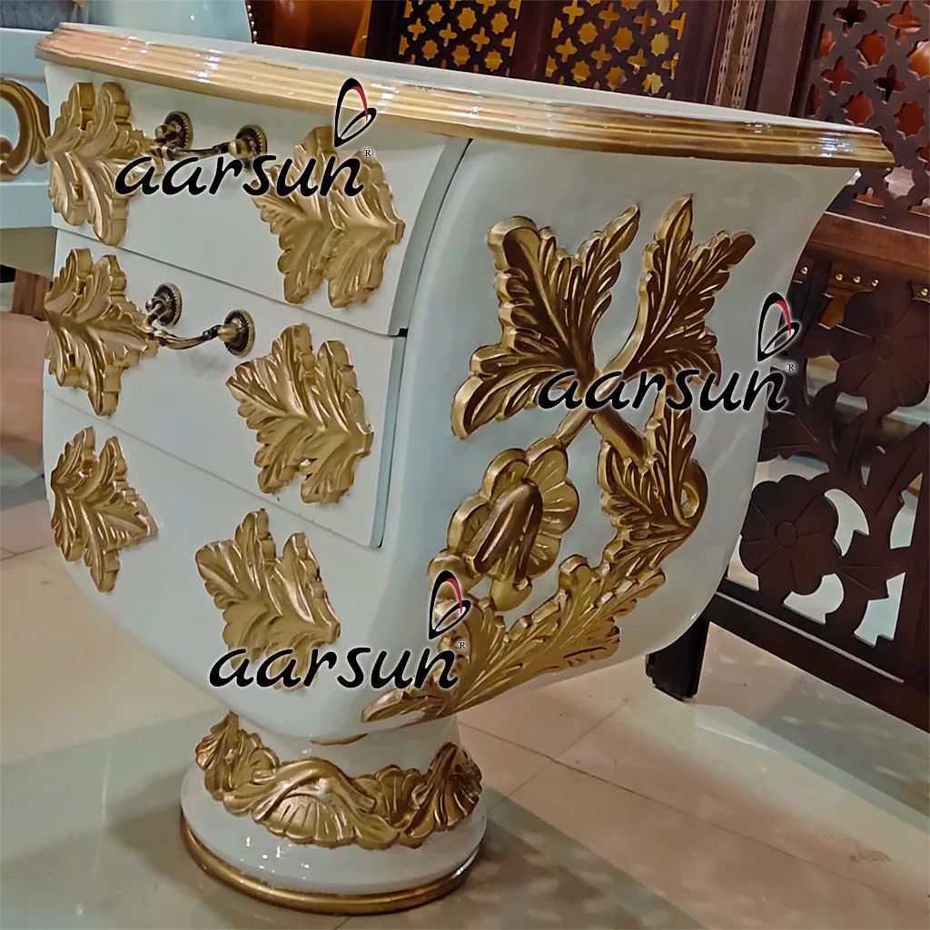 Ultra torrentz2  Luxurious King Size Bed in White & Gold 2025