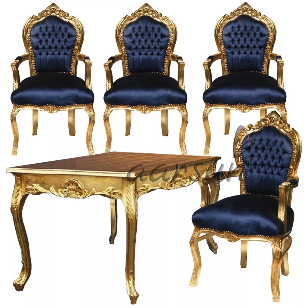 Wooden hdtodaytv Six Seater Dining Set- Gold Finish  2025