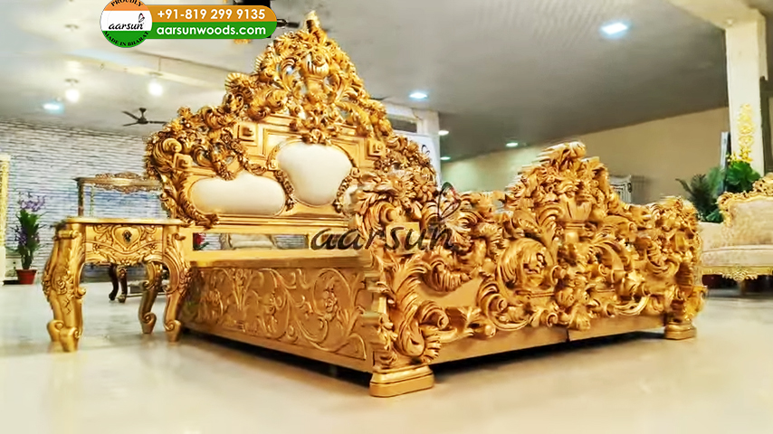 Carved King Size  Bed in Teak Wood  2025