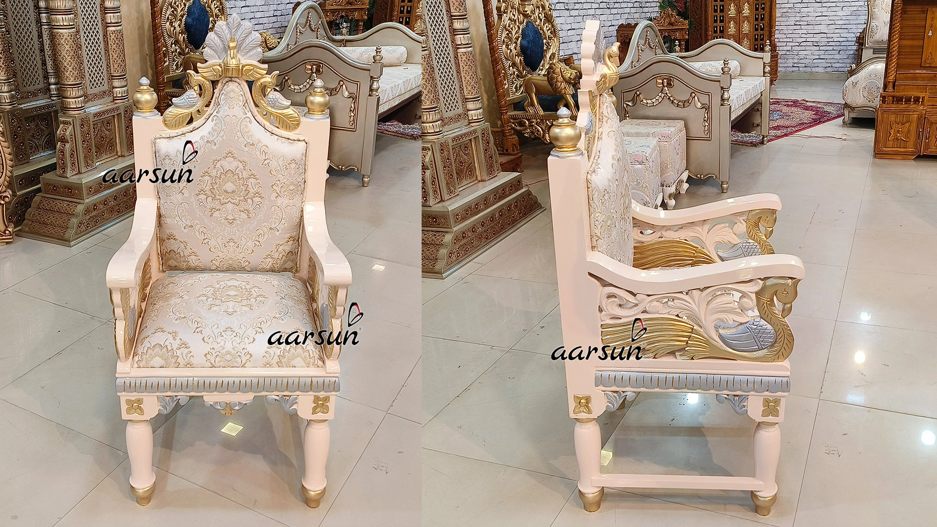 Dining  pondershort.com Table Set with Peacock and Swan Carving  2025