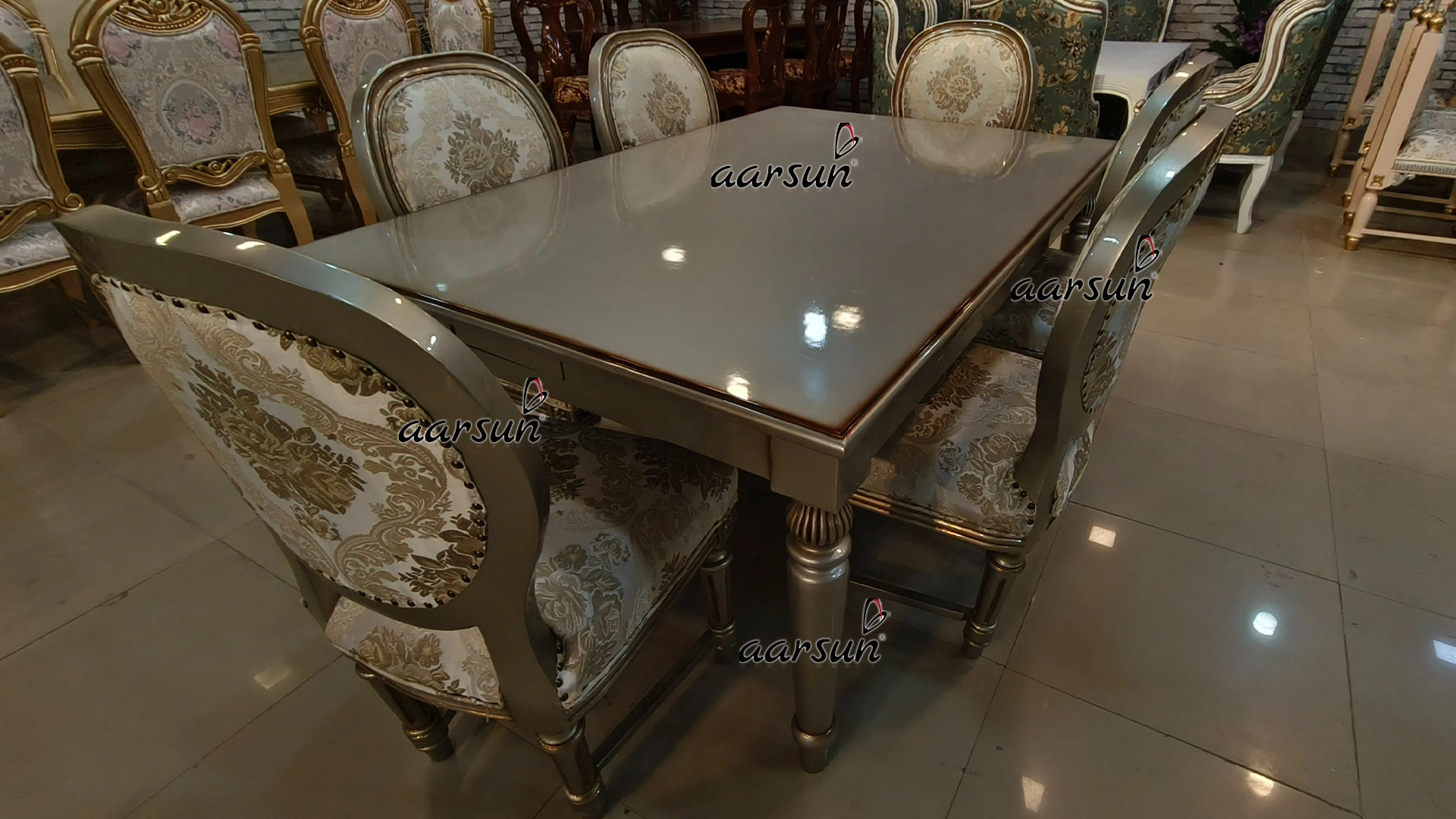 Champagne streameast.to  Gold 6-Seater Dining Table Set  2025