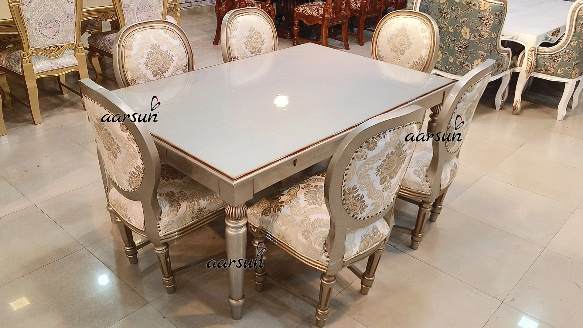 Champagne streameast.to  Gold 6-Seater Dining Table Set  2025