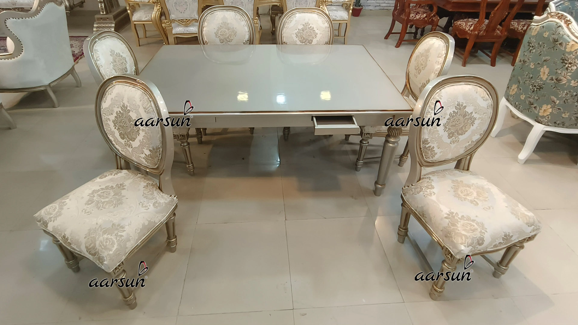 Champagne streameast.to  Gold 6-Seater Dining Table Set  2025