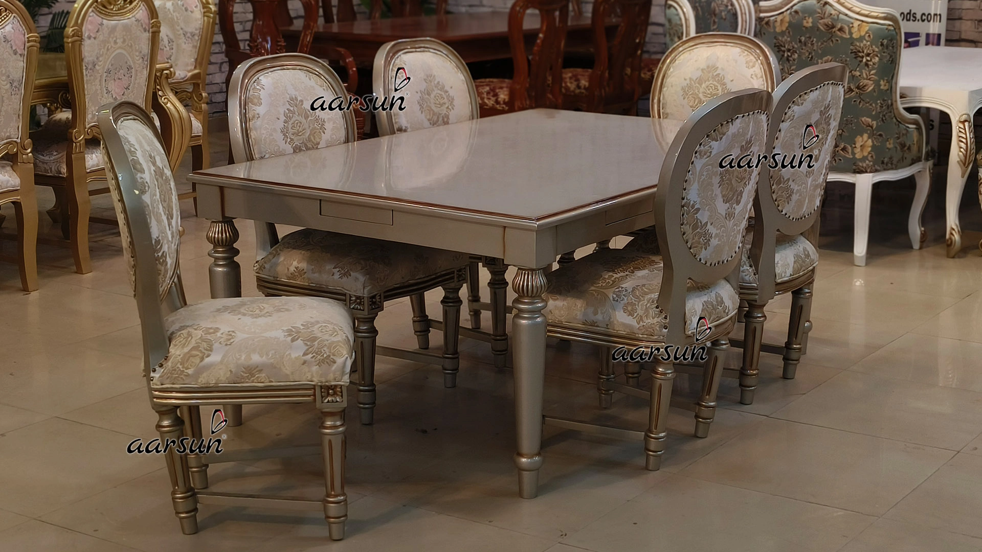 Champagne streameast.to  Gold 6-Seater Dining Table Set  2025