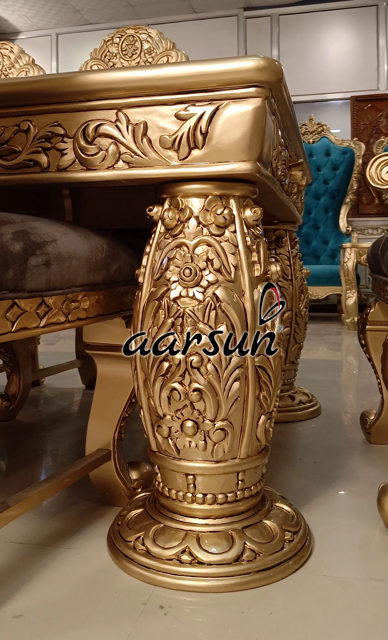 Double torrent galaxy Carved 6 Seater Dining in Teak Wood 2025