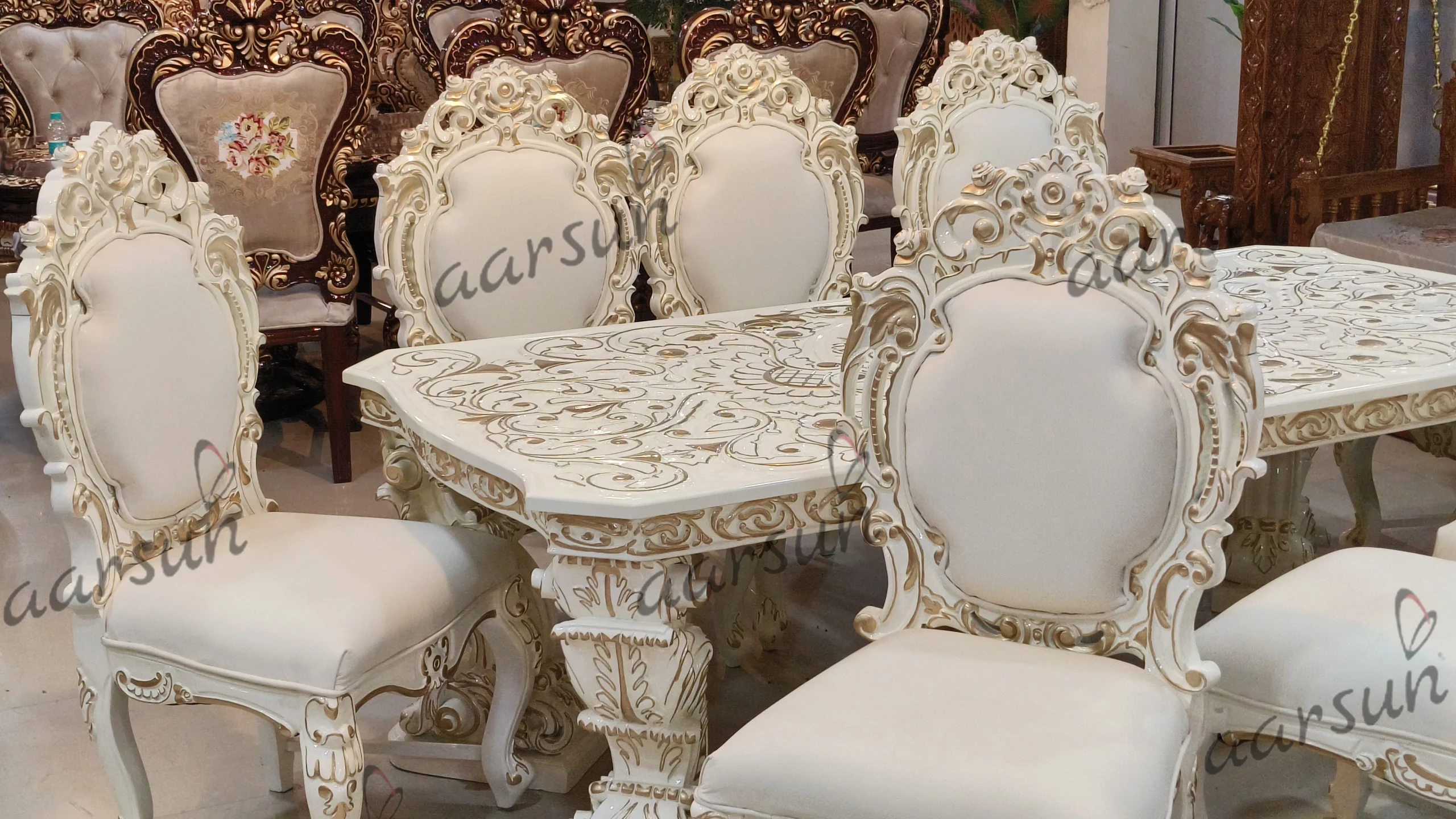 Dining gomeet Table Set in classic white finish  2025