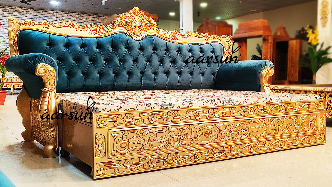 Sofa Cum Bed hdhub4u  in Antique Gold 2025