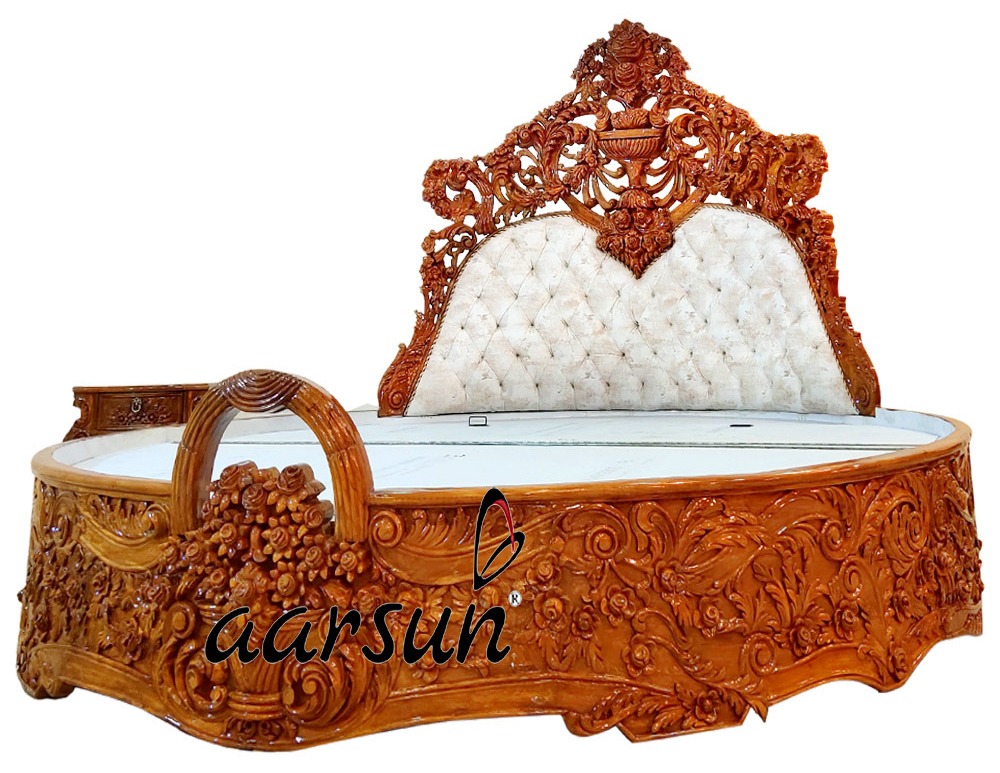 Round  quizlet.com Wooden Bed with 2 Side Table  2025