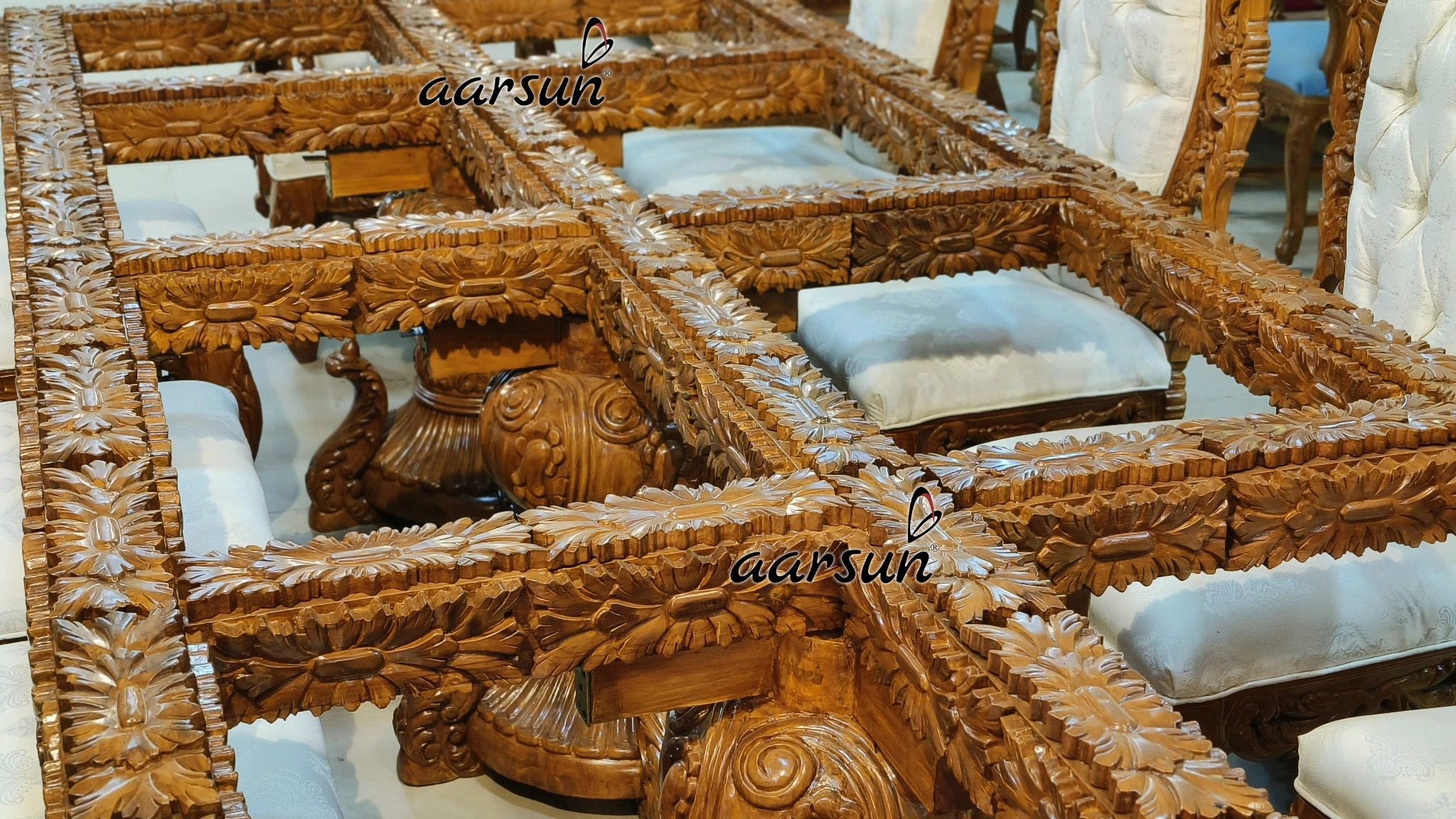 Dining browsers Table Set Fully Handcarved  2025