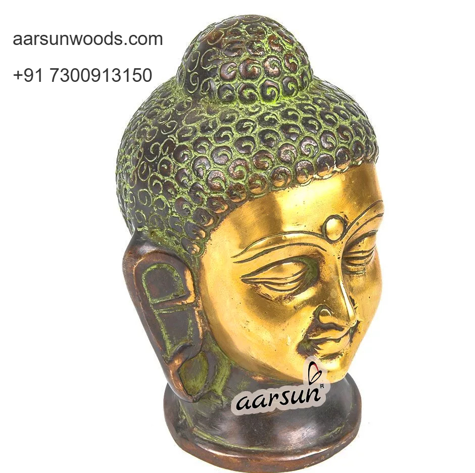 Brass Buddha Head with Peaceful Expression Handmade Idol  2025