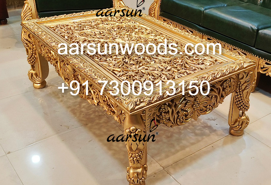 Luxury Round Carved Coffee Table for Living Room  2025