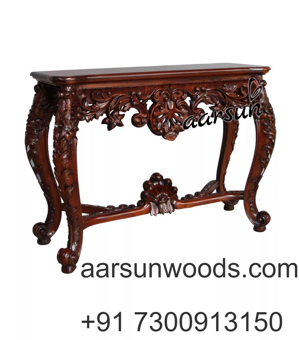 Dark Wood Console Table with French Cabriole Style 2025