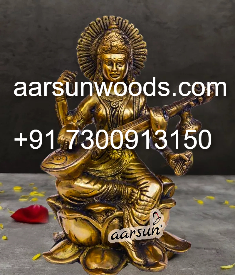 Brass Statue of Maa Saraswati  Wisdom, Music & Education Symbol  2025