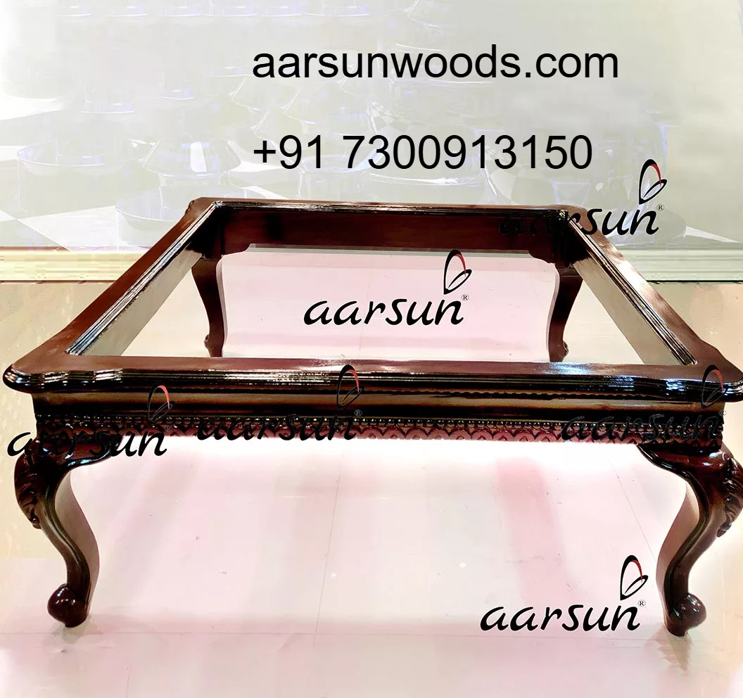 Functional Art Handmade Wooden Coffee Teapoy  2025