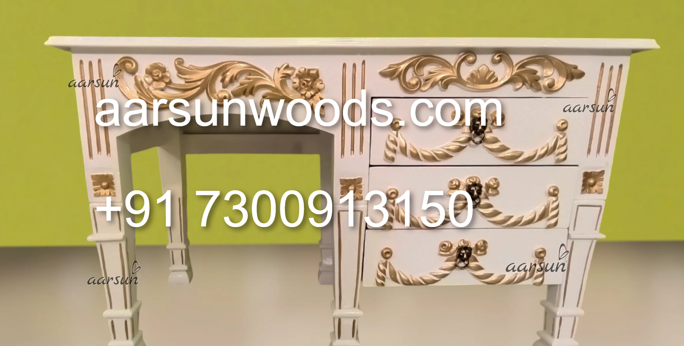 Gracefully Carved Solid Teak Desk for Home or Office 2025