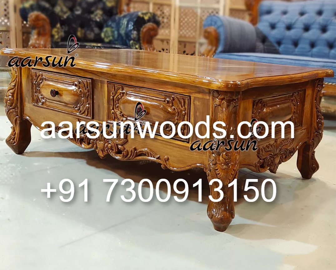Royal Look Teak Center Table for Drawing Room  2025