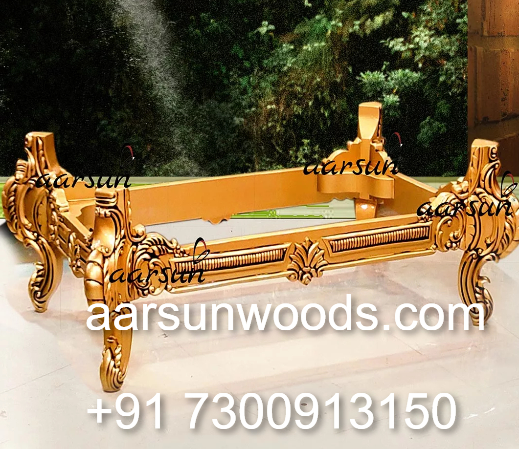 Victorian-Inspired Gold Finish Wooden Center Table  2025