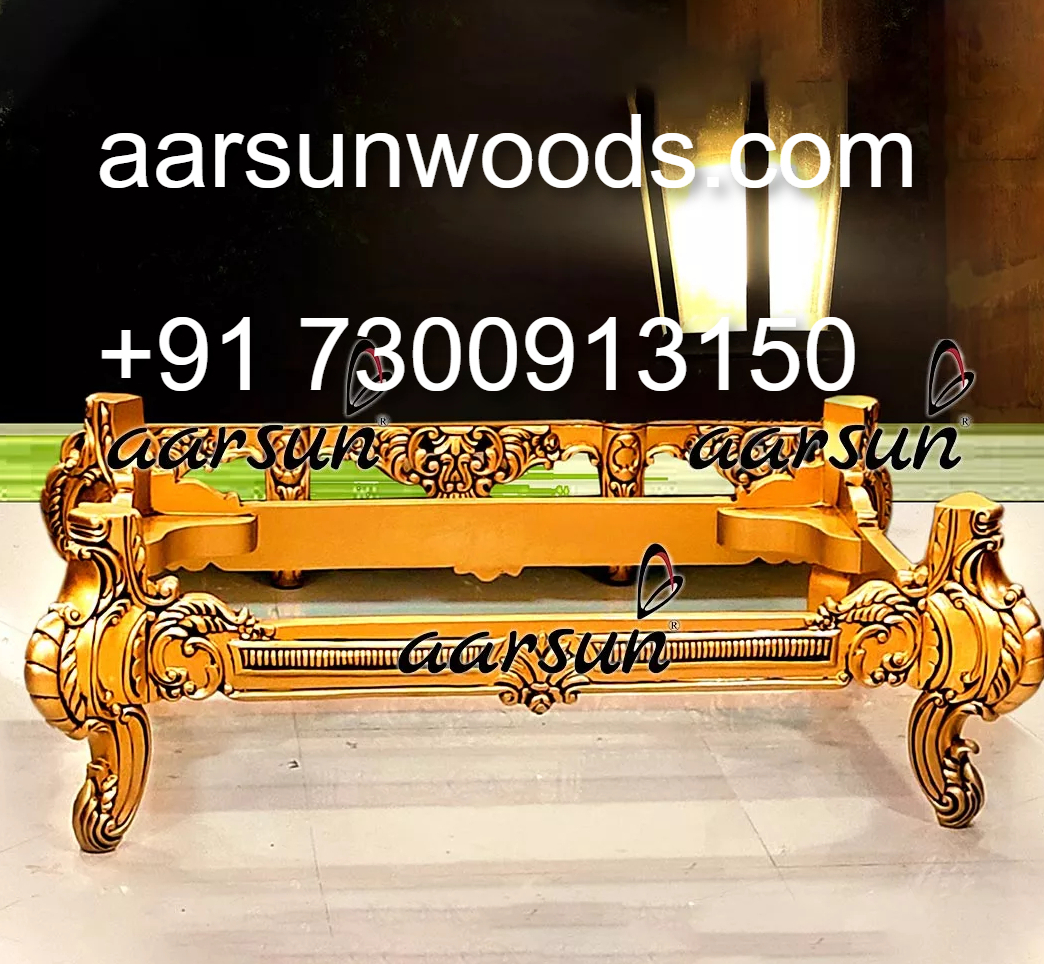 Victorian-Inspired Gold Finish Wooden Center Table  2025