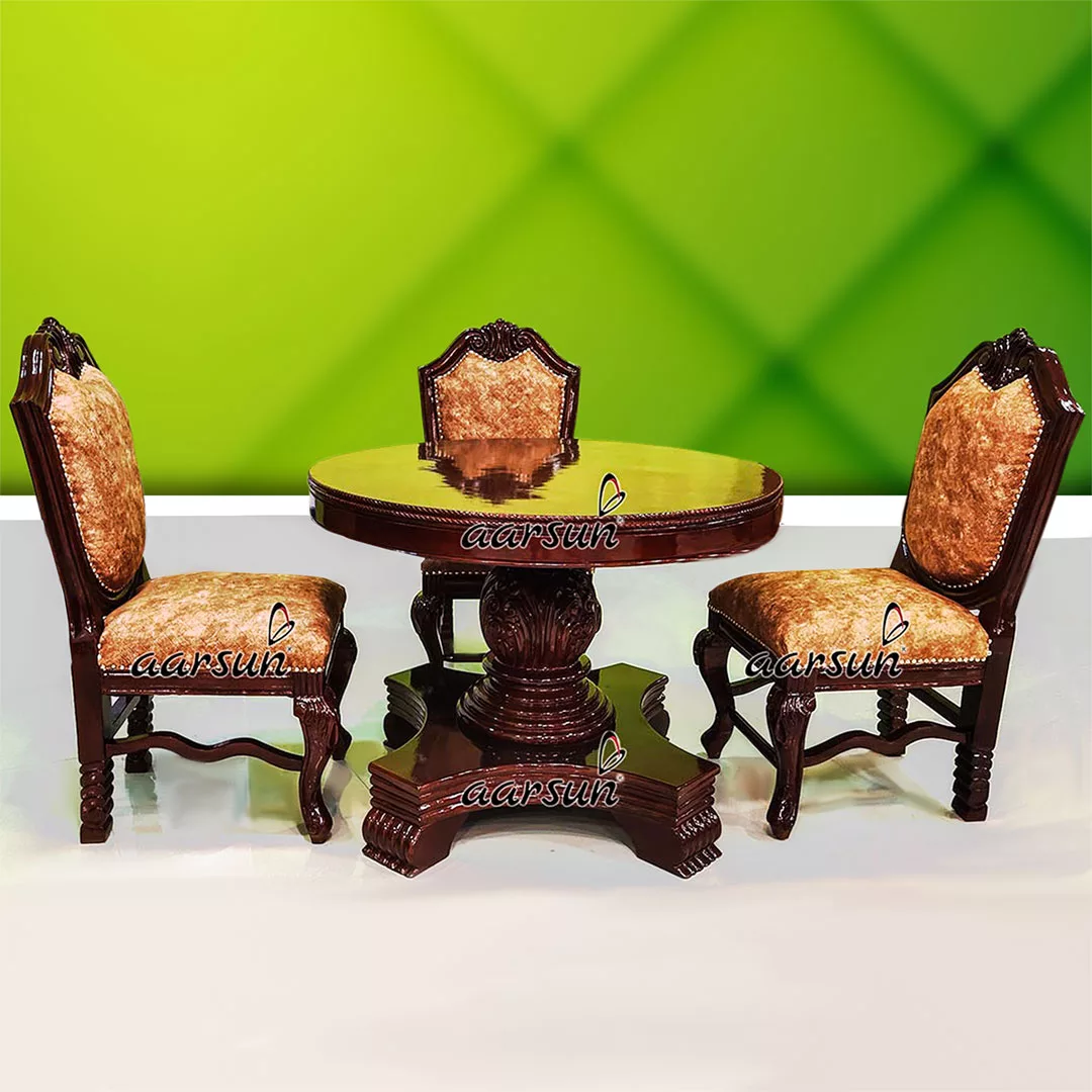 4-Seater Classic Round Dining Set with Elegant Finish 2025