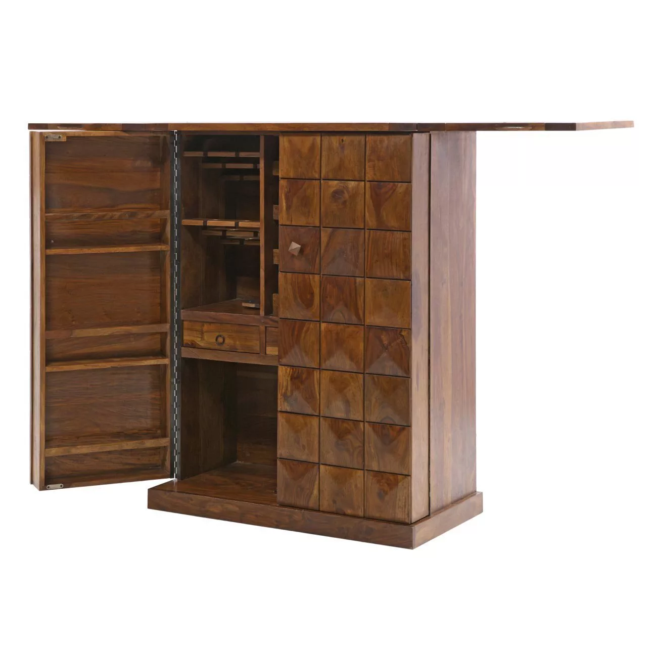 Vintage-Inspired Handmade Bar Cabinet with Wine Storage