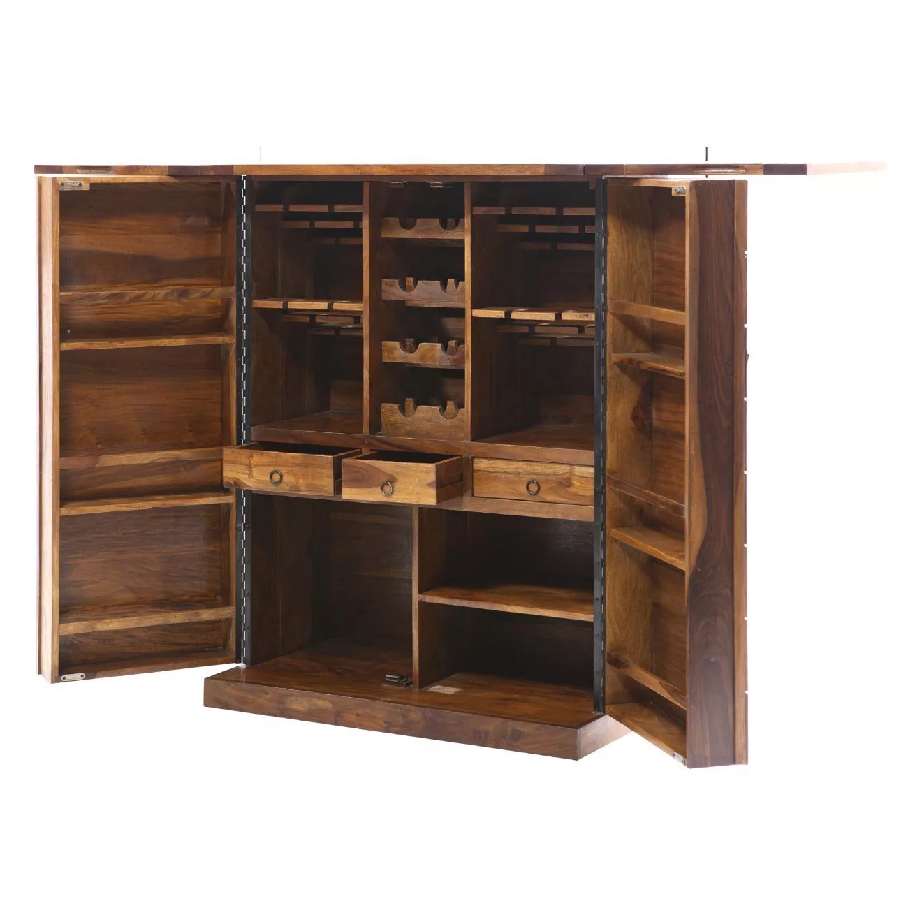 Vintage-Inspired Handmade Bar Cabinet with Wine Storage