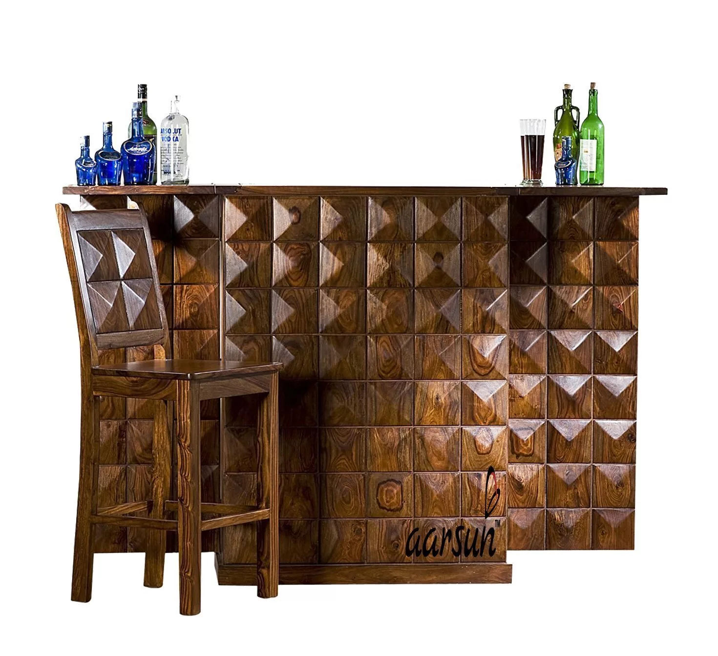 Vintage-Inspired Handmade Bar Cabinet with Wine Storage