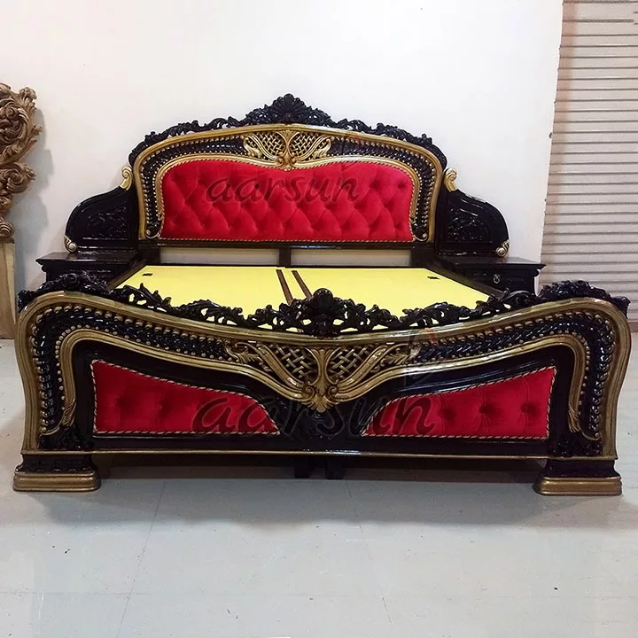 Designer King Size Wooden Bed Dark Polish Perfection 2025