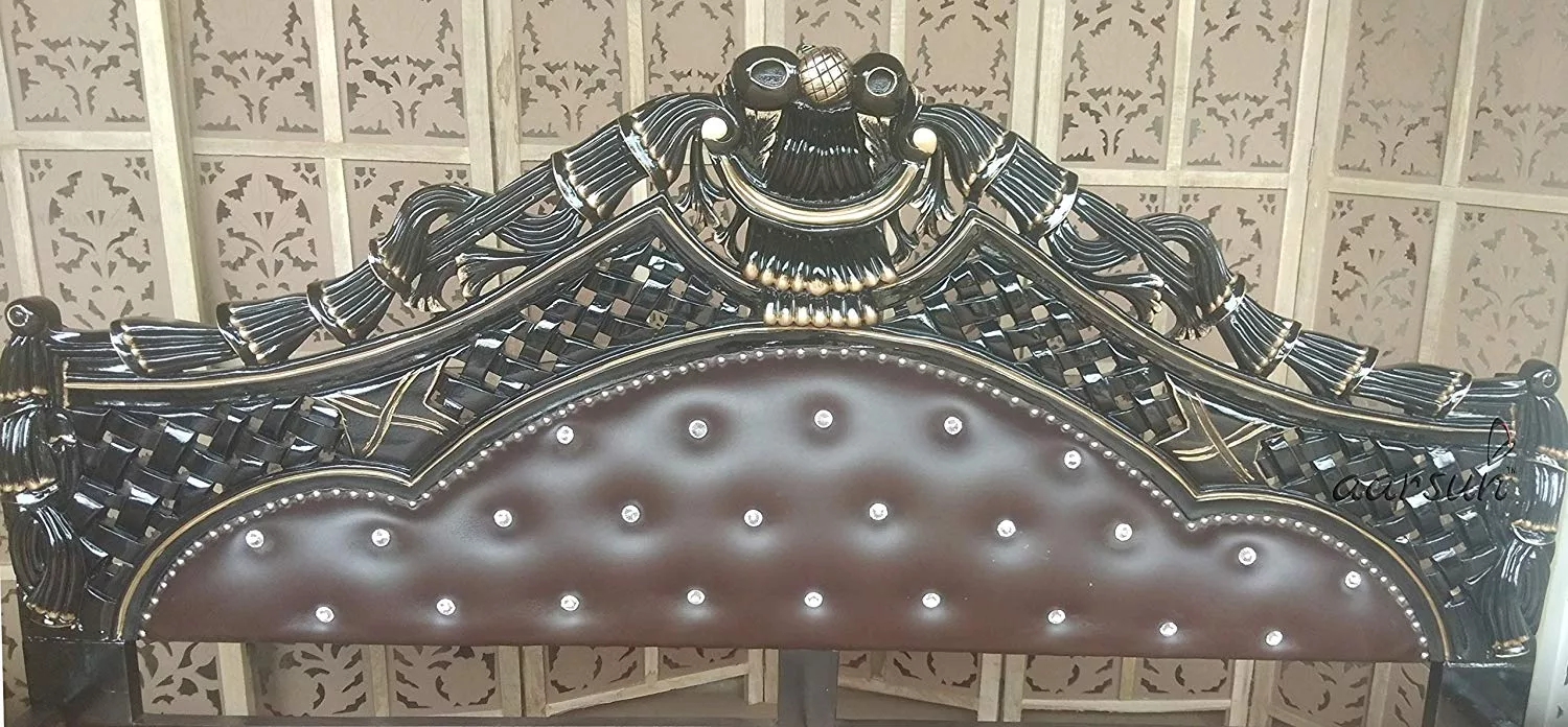 Elegant Luxury Teak Wood Bed with Matching Side Table