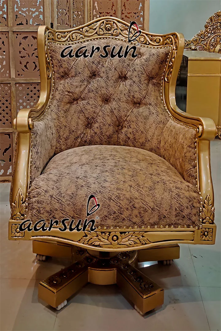 Hand-Finished Teak Wood Office Furniture with Gold Paint 2025
