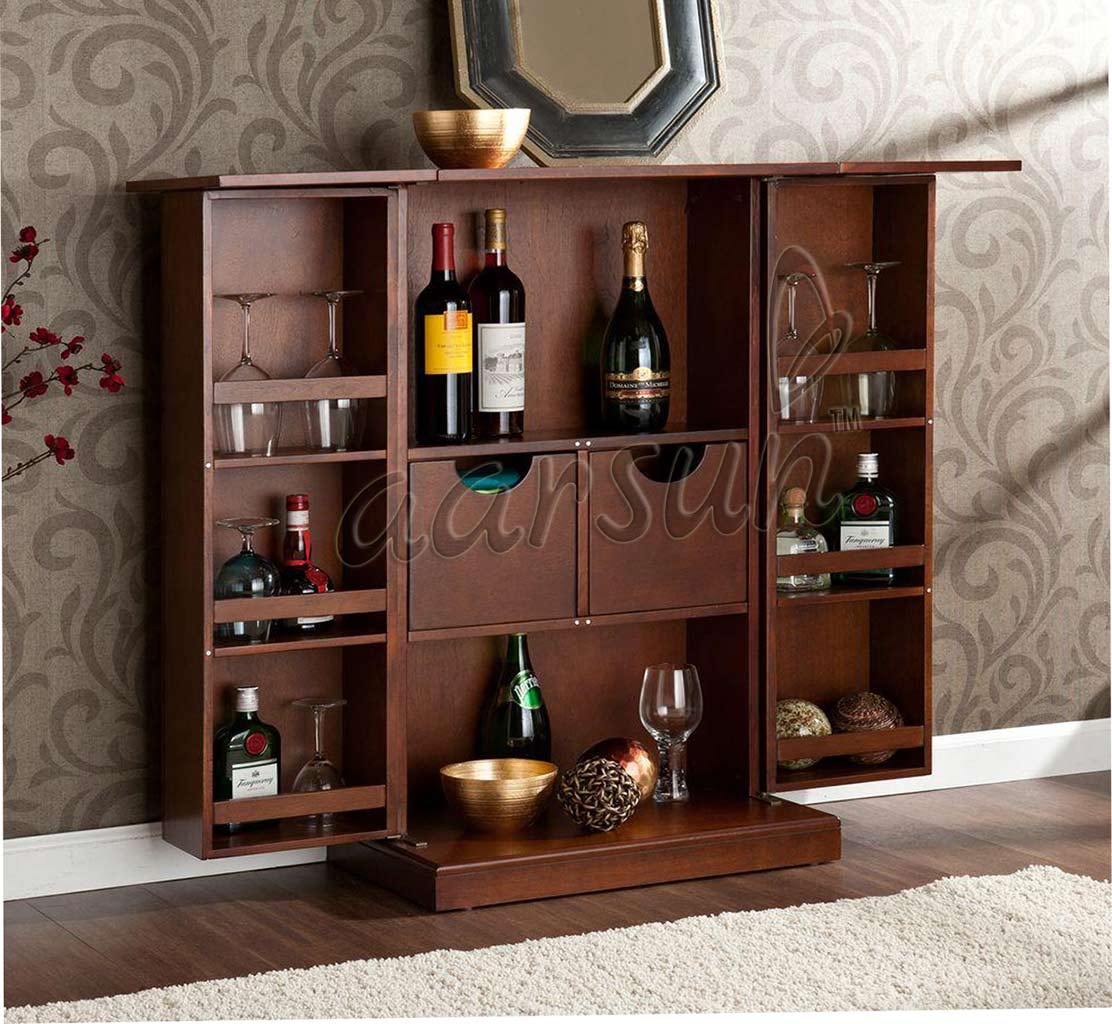 Classic Handcrafted Wooden Bar Rack Antique Finish 2025