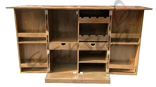 Wooden Mini Bar Cabinet with Multi-Level Storage 2025
