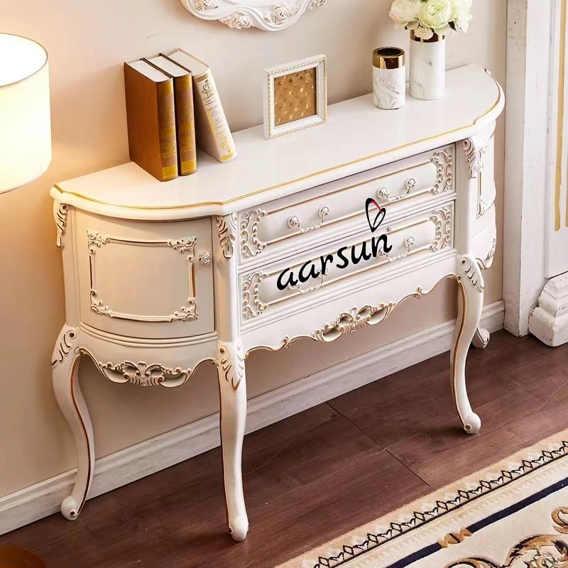Stylish White Console Table with Drawers for Home