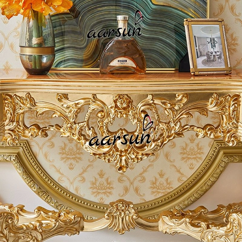 Marble Top Solid Teak Console Table Modern Style