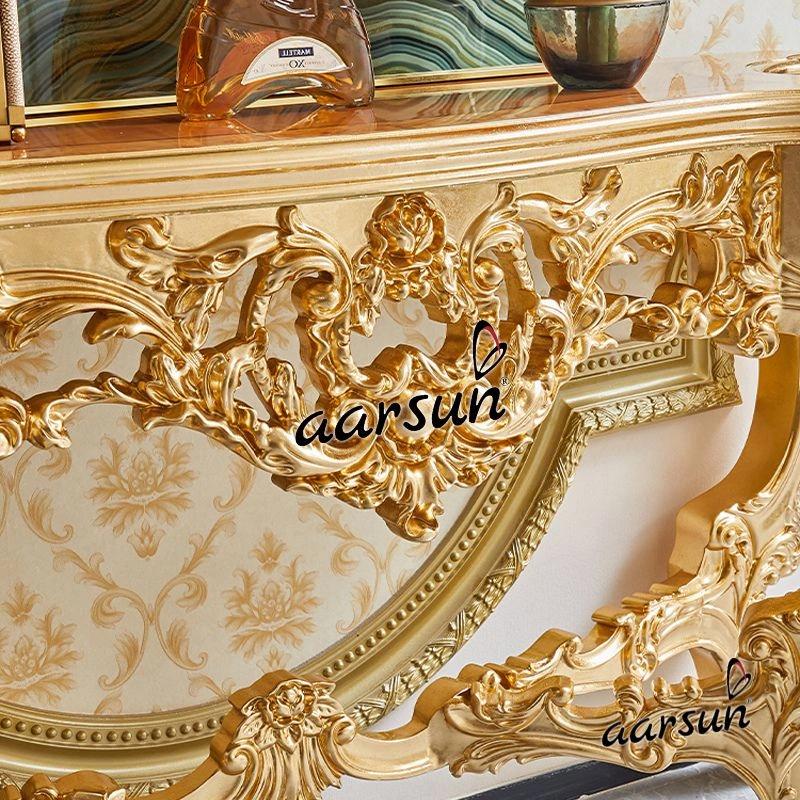 Marble Top Solid Teak Console Table Modern Style