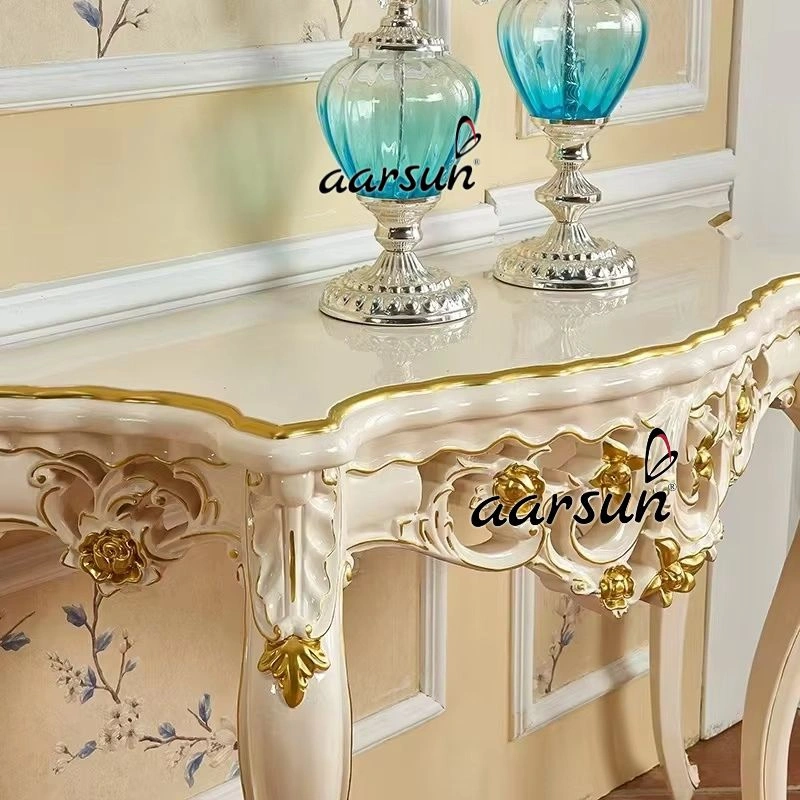 Elegant White Console Table with Antique Finish