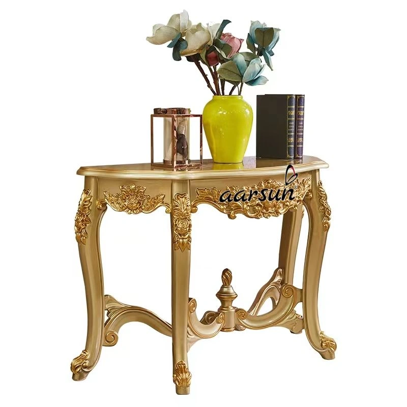 Ornate Golden Handcarved Wooden Console Design