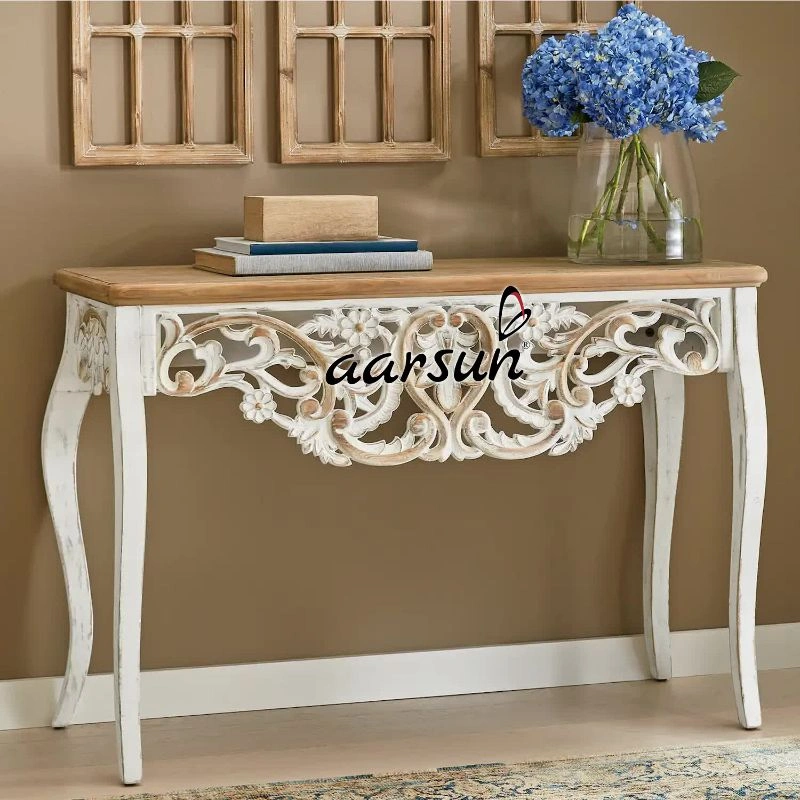 Vintage Distressed Mango Wood Console Table