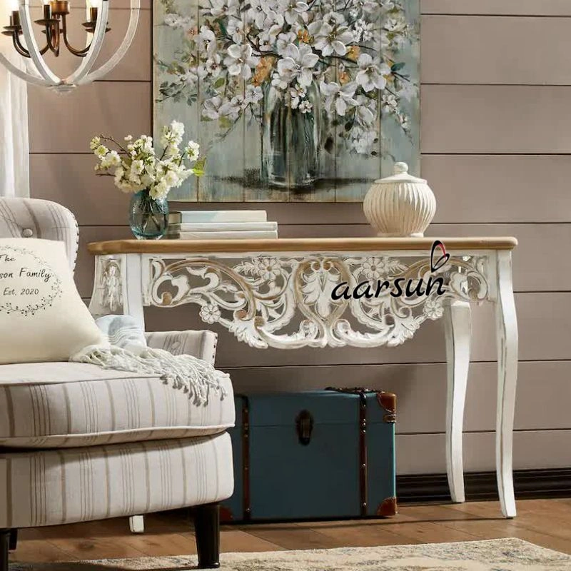 Vintage Distressed Mango Wood Console Table