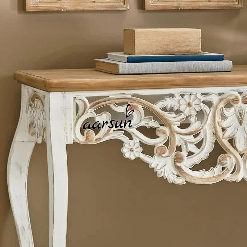 Vintage Distressed Mango Wood Console Table