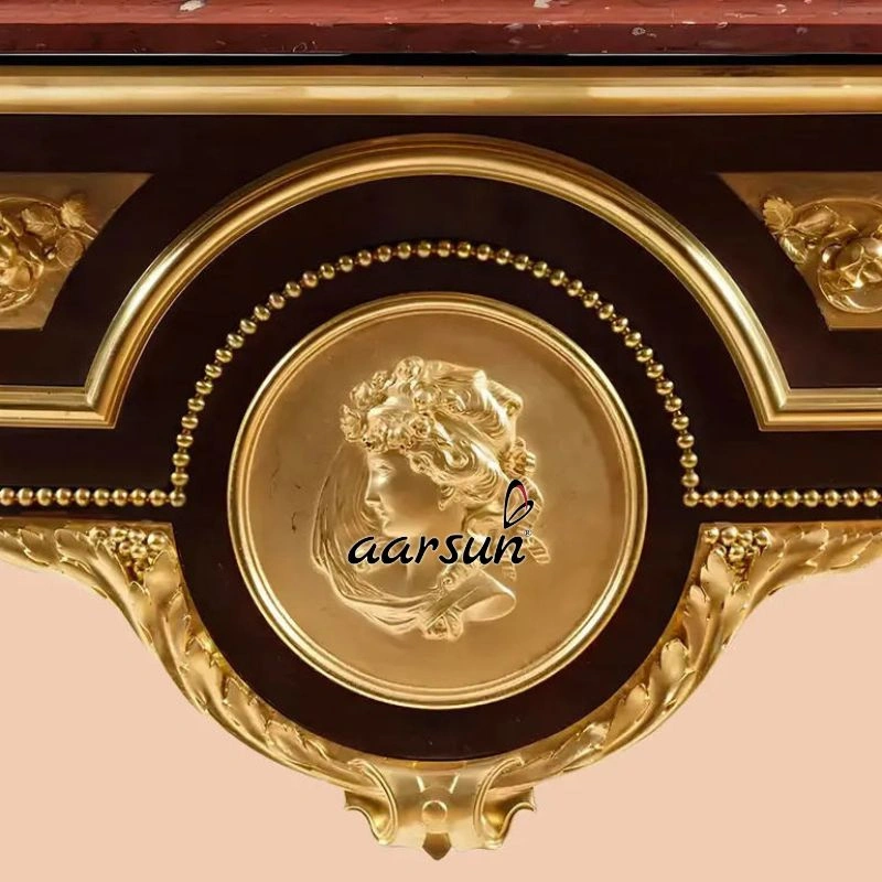 Designer Victorian Console Table with Gold Detailing & Marble Finish